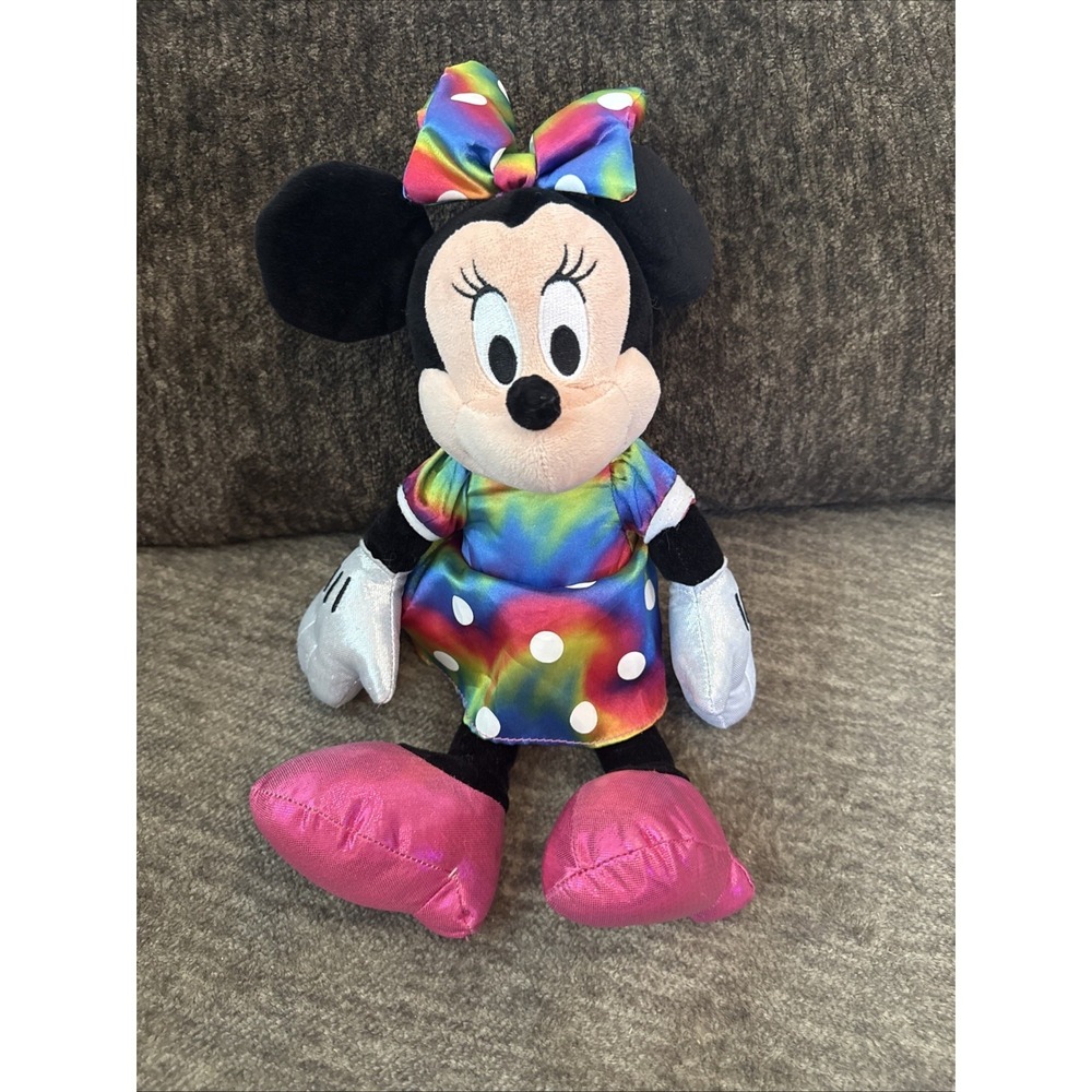 Ty Plush Minnie Mouse Tie Dye Rainbow Sparkle Dress 13" Disney